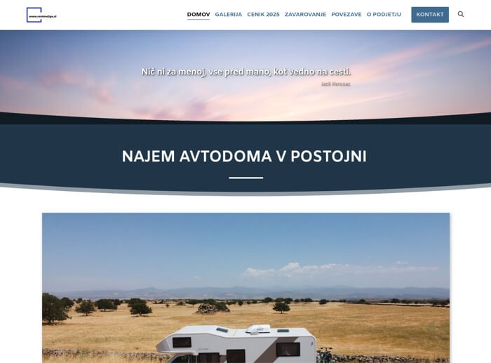 Spletna stran: Najem avtodoma v postojni