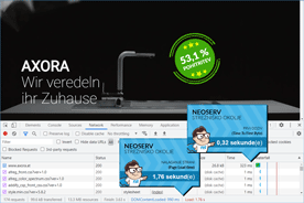 Axora.at - DevTools po prenosu