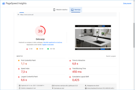 Axora.at - PageSpeed Insights pred prenosom
