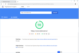 Beloved.si - PageSpeed Insights po optimizaciji