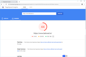 Beloved.si - PageSpeed Insights pred prenosom