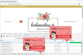 Bodimodna.si - DevTools pred optimizacijo