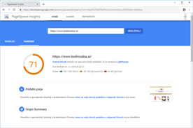 Bodimodna.si - PageSpeed Insights po optimizaciji