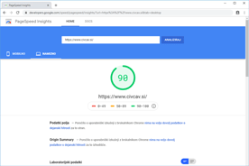Civcav.si - PageSpeed Insights po optimizaciji