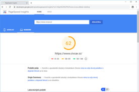 Civcav.si - PageSpeed Insights pred prenosom