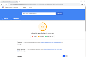 Digitalni-razrez - PageSpeed Insights pred prenosom