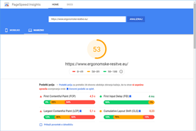 Ergonomske-resitve.eu - PageSpeed Insights pred prenosom