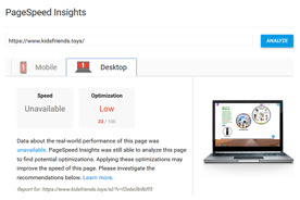 Kidsfriends.toys - PageSpeed Insights pred prenosom