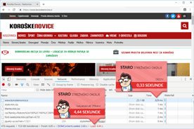 Koroskenovice.si - DevTools pred prenosom