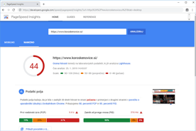 Koroskenovice.si - PageSpeed Insights pred prenosom