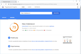 Malamaza.si - PageSpeed Insights po optimizaciji