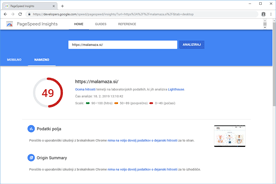 Malamaza.si - PageSpeed Insights pred prenosom
