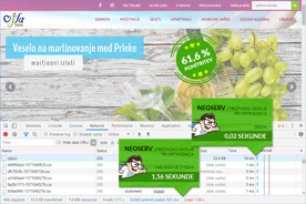 Turistična agencija Ojla - DevTools po optimizaciji