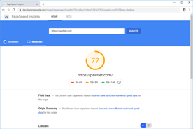 Pawtlet.com - PageSpeed Insights pred optimizacijo