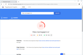 Pomagaj prvi - PageSpeed Insights po prenosu