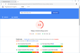 Renini-Shop.com - PageSpeed Insights pred prenosom