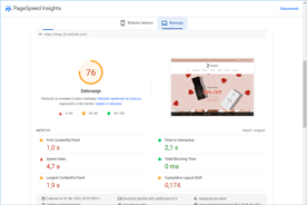 22 Institute Shop - PageSpeed Insights po prenosu