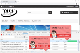 Športni nakupi - DevTools pred prenosom