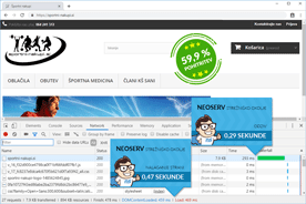 Športni nakupi - DevTools po prenosu