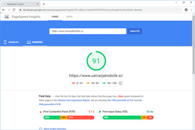 Ustvarjalnidotik.si - PageSpeed Insights po optimizaciji