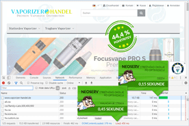 Vaporizer Handel - DevTools po optimizaciji