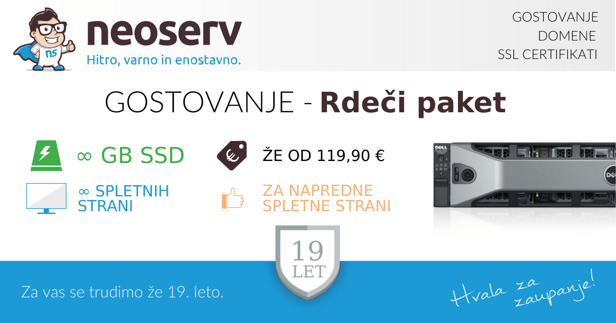 Rdeči paket spletnega gostovanja • NEOSERV.si